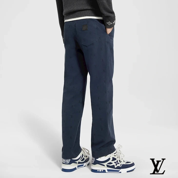 Louis Vuitton Navy Subtle LV Jacquard Trousers