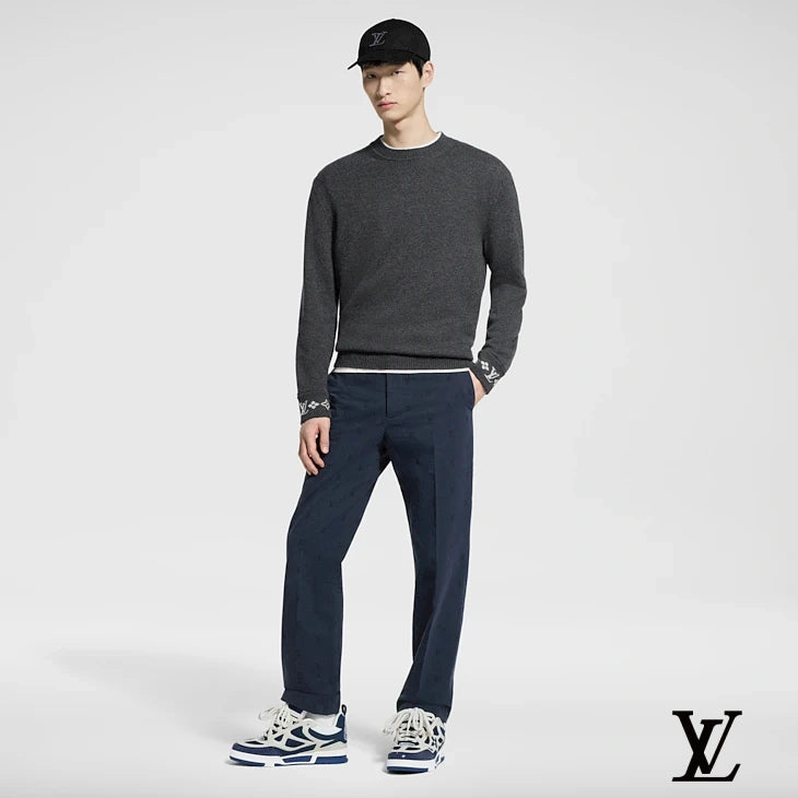 Louis Vuitton Navy Subtle LV Jacquard Trousers