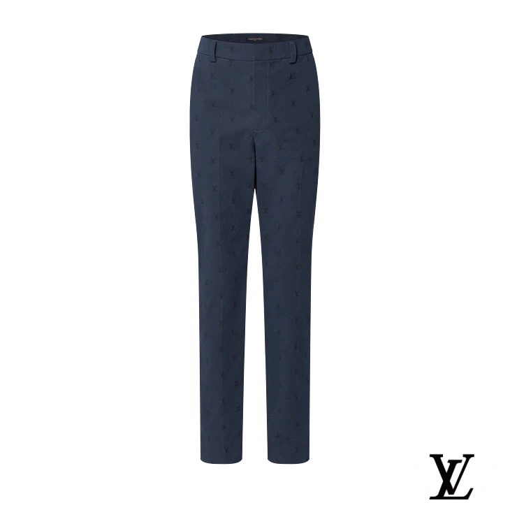Louis Vuitton Navy Subtle LV Jacquard Trousers