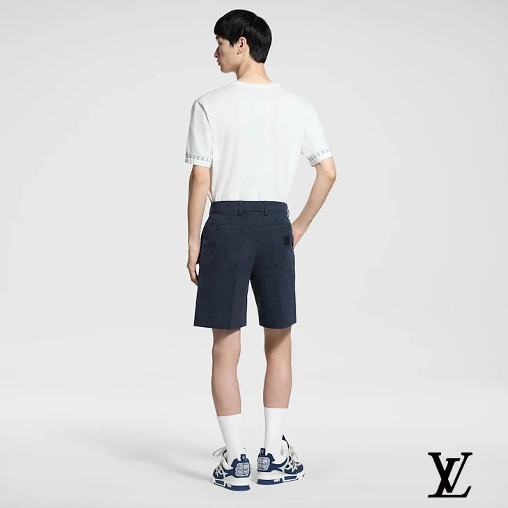Louis Vuitton Navy Subtle LV Embroidered Shorts