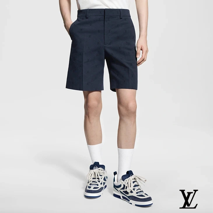 Louis Vuitton Navy Subtle LV Embroidered Shorts