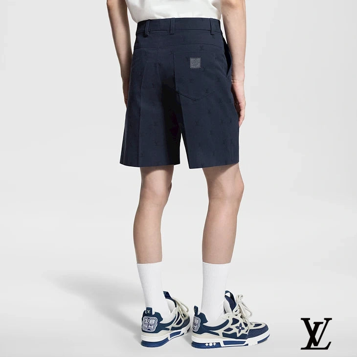 Louis Vuitton Navy Subtle LV Embroidered Shorts