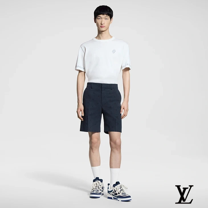 Louis Vuitton Navy Subtle LV Embroidered Shorts