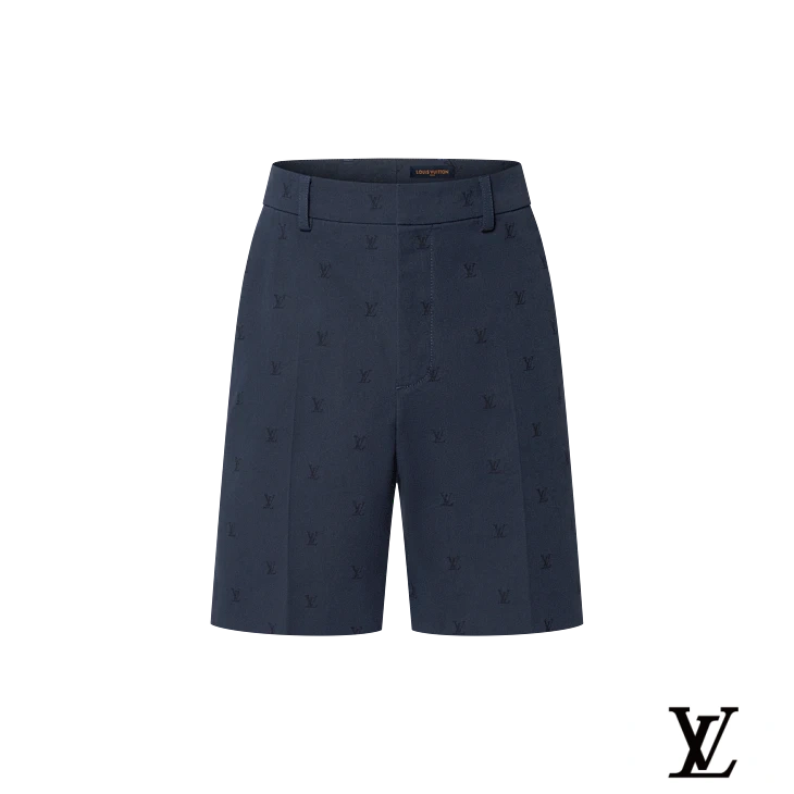 Louis Vuitton Navy Subtle LV Embroidered Shorts