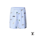 Louis Vuitton Light Blue Striped Animal-Print Shorts