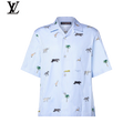 Louis Vuitton Striped Animal Print Camp Collar Shirt