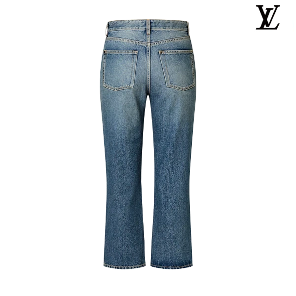 Louis Vuitton Light Blue Monogram Patch Flared Denim Pants