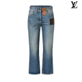 Louis Vuitton Light Blue Monogram Patch Flared Denim Pants