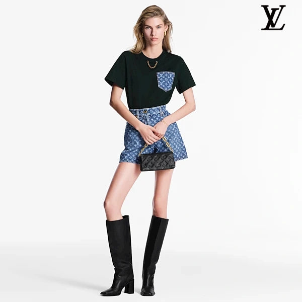 Louis Vuitton Light Blue Monogram Allover Print Denim Shorts