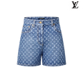 Louis Vuitton Light Blue Monogram Allover Print Denim Shorts
