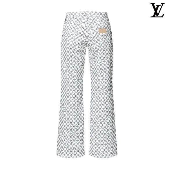 Louis Vuitton White Monogram Allover Print Flared Pants