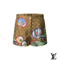 Louis Vuitton Brown Monogram Travel Patch Silk Shorts
