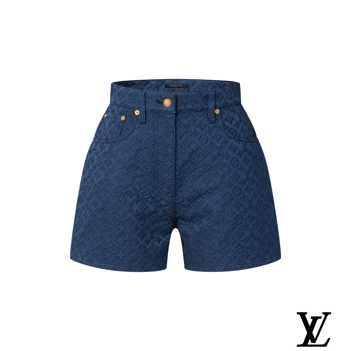 Louis Vuitton Blue Embossed Monogram Denim Shorts