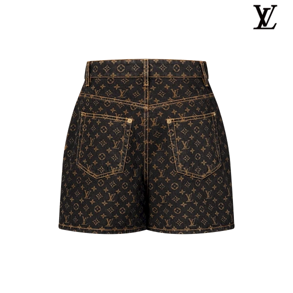 Louis Vuitton Black Monogram Allover Print Denim Shorts