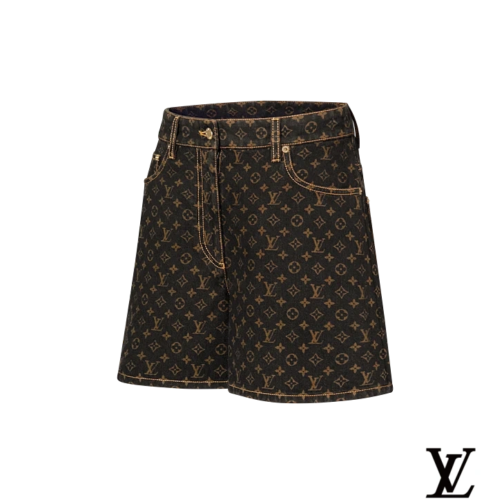 Louis Vuitton Black Monogram Denim Shorts