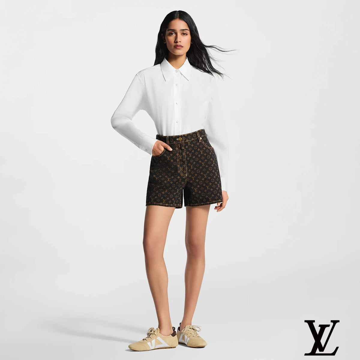 Louis Vuitton Black Monogram Denim Shorts
