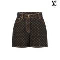 Louis Vuitton Black Monogram Allover Print Denim Shorts