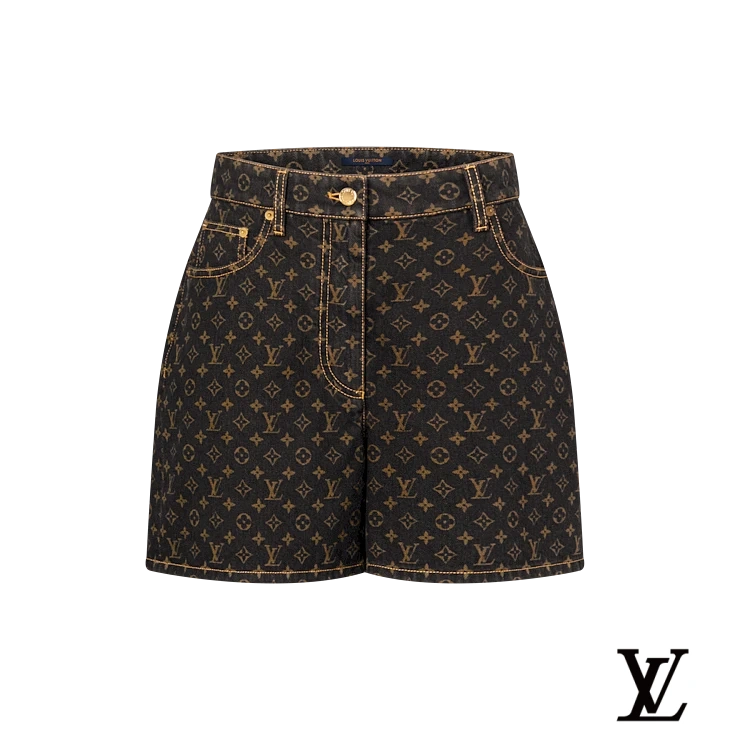 Louis Vuitton Black Monogram Denim Shorts