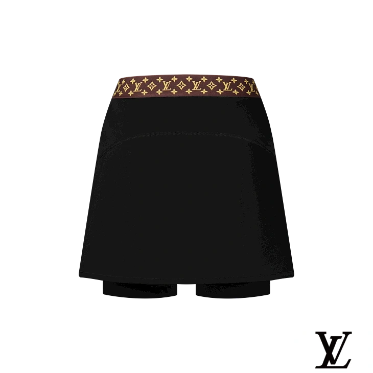 Louis Vuitton Black Wrap Skort with Monogram Waistband