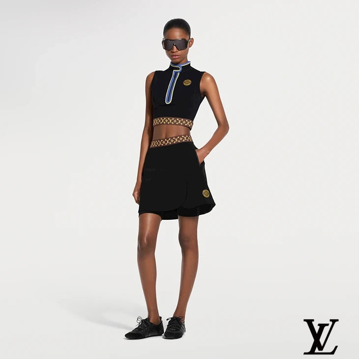 Louis Vuitton Black Wrap Skort with Monogram Waistband