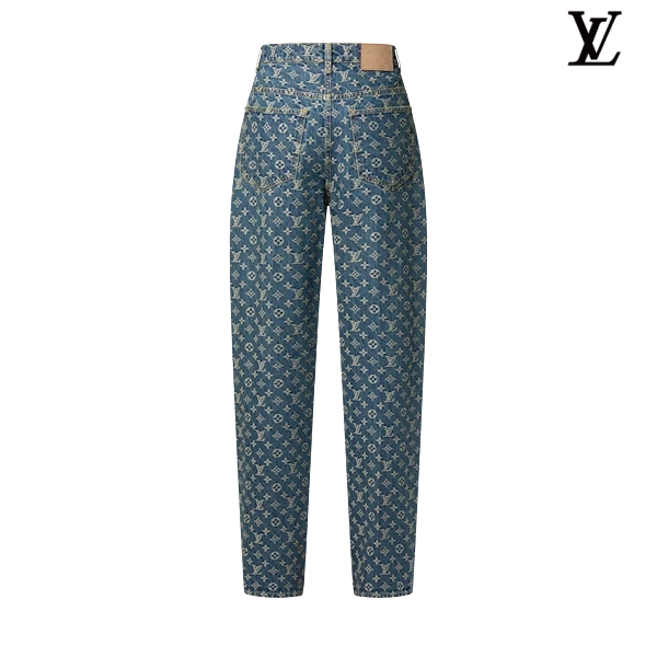 Louis Vuitton Light Blue Monogram Allover Print Denim Pants