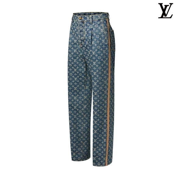 Louis Vuitton Light Blue Monogram Allover Print Denim Pants