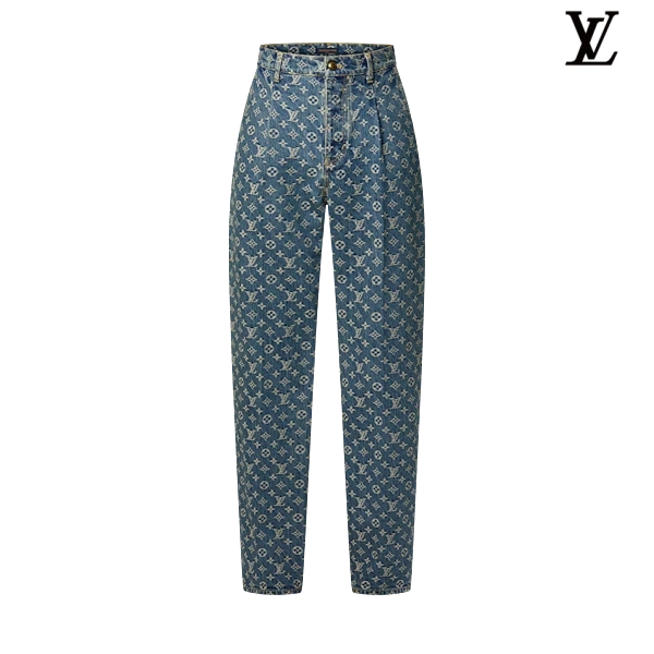 Louis Vuitton Light Blue Monogram Allover Print Denim Pants