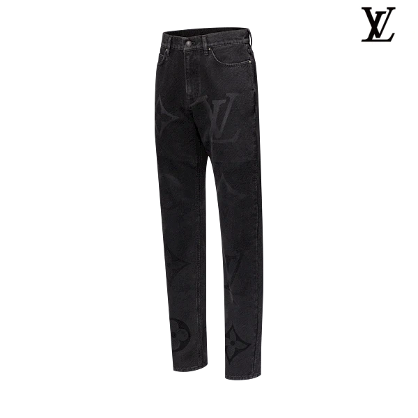 Louis Vuitton Black Giant Monogram Print Denim Pants
