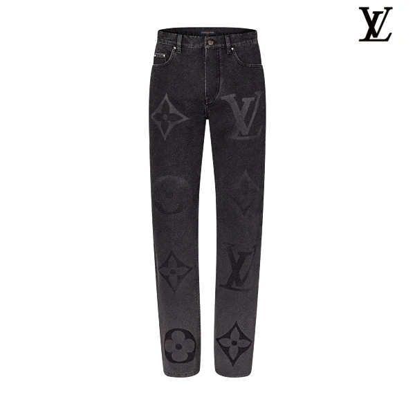 Louis Vuitton Black Giant Monogram Print Denim Pants