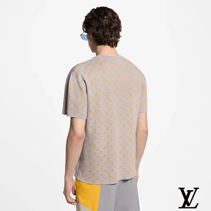 Louis Vuitton Grey T-Shirt with Allover Yellow Monogram