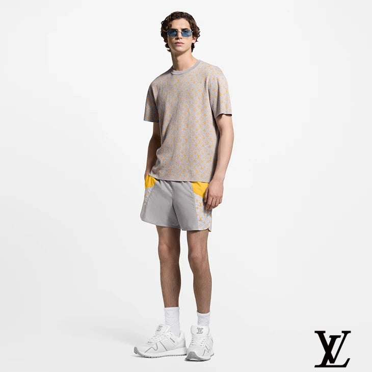 Louis Vuitton Grey T-Shirt with Allover Yellow Monogram
