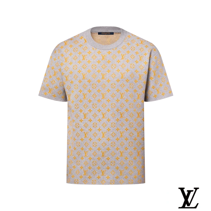 Louis Vuitton Grey T-Shirt with Allover Yellow Monogram