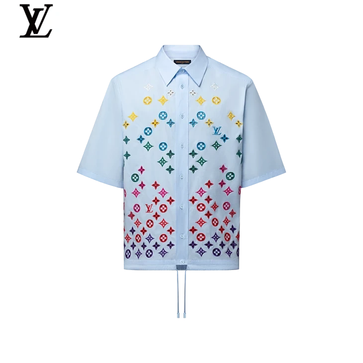 Louis Vuitton Multicolour Monogram Embroidery Drawstring Short-Sleeve Shirt