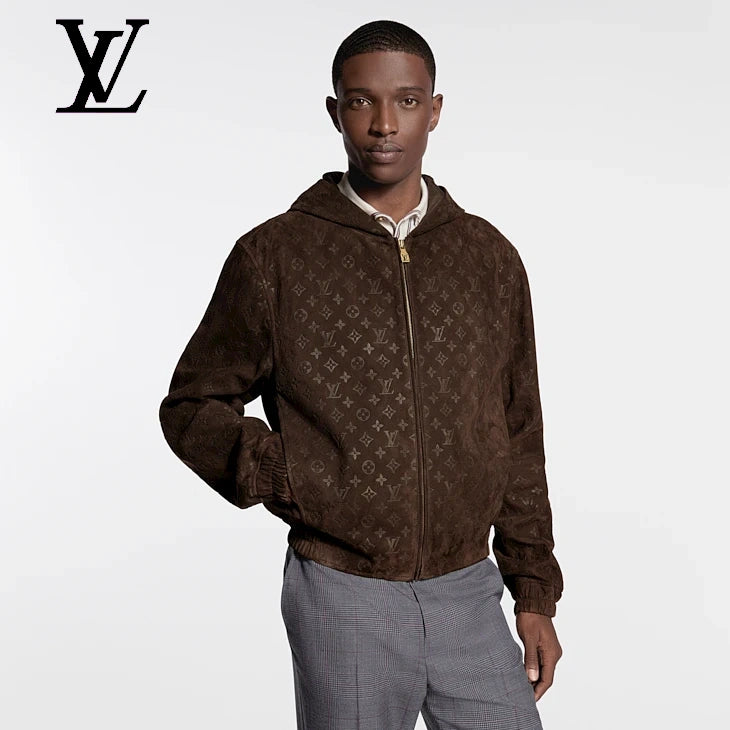 Monogram Embossed Suede Hoodie