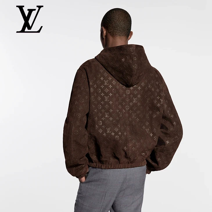 Monogram Embossed Suede Hoodie