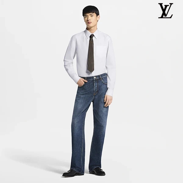 Louis Vuitton Dark Blue Monogram Subtle Print Flared Denim Pants
