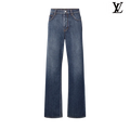 Louis Vuitton Dark Blue Monogram Subtle Print Flared Denim Pants