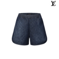 Louis Vuitton Dark Blue Monogram Embossed Elastic Waist Denim Shorts