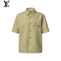 Louis Vuitton Sage Green Monogram Embossed Cotton Short Sleeve Shirt