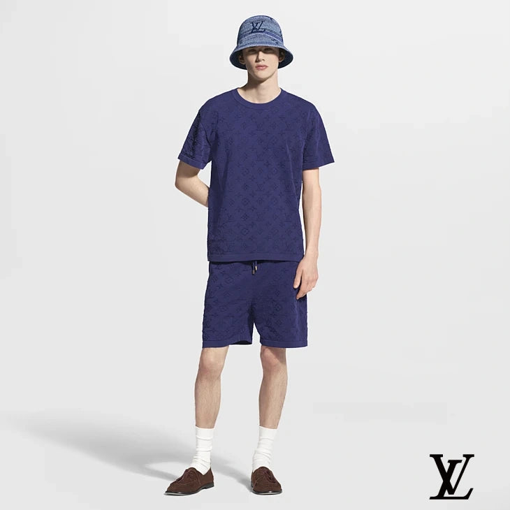 Louis Vuitton Blue Monogram Terry Drawstring Shorts