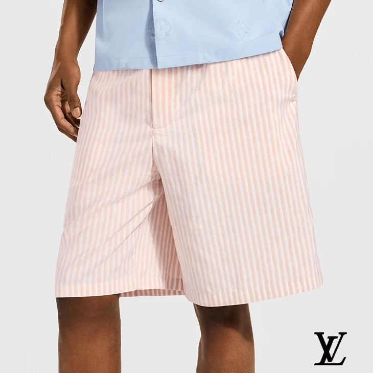 Louis Vuitton Pink Striped Cotton Lounge Shorts