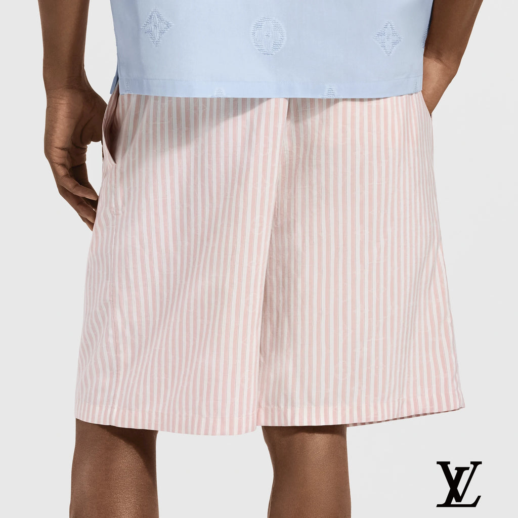Louis Vuitton Pink Striped Cotton Lounge Shorts