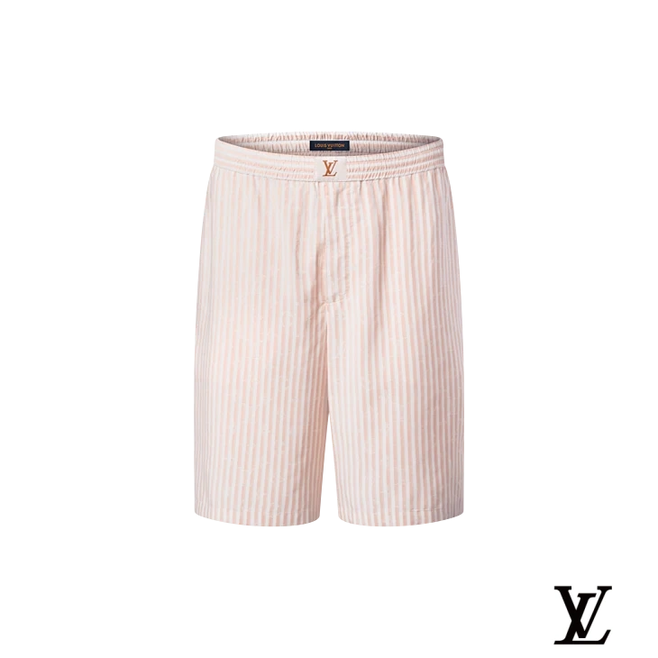 Louis Vuitton Pink Striped Cotton Lounge Shorts