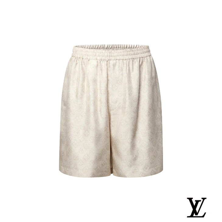 Louis Vuitton Beige Monogram Jacquard Drawstring Shorts