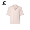 Monogram Striped Silk Short-Sleeved Shirt