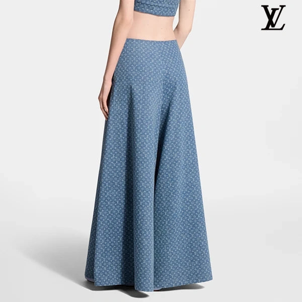 Louis Vuitton Light Blue Monogram Allover Print Wide-Leg Culottes