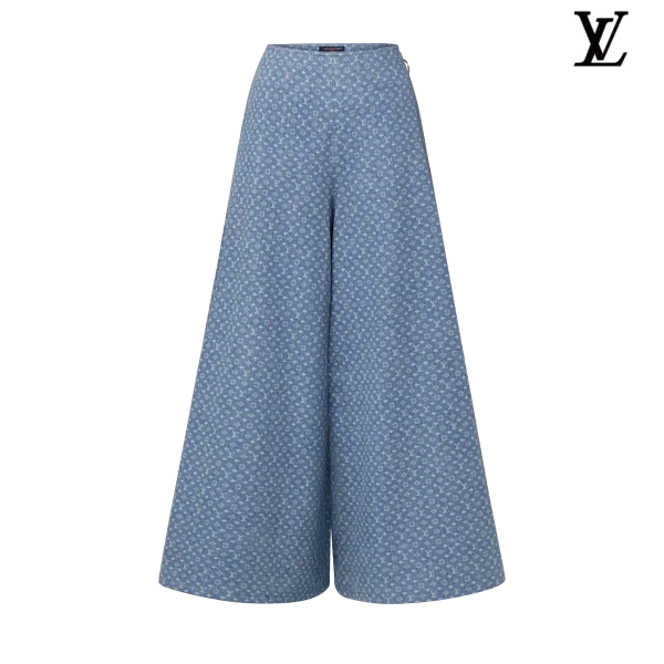 Louis Vuitton Light Blue Monogram Allover Print Wide-Leg Culottes