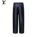 Louis Vuitton Navy Monogram Silk Relaxed-Fit Trousers