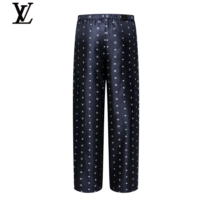 Louis Vuitton Navy Monogram Silk Relaxed-Fit Trousers