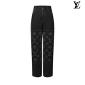 Louis Vuitton Black Solid Wide-Leg Denim Pants
